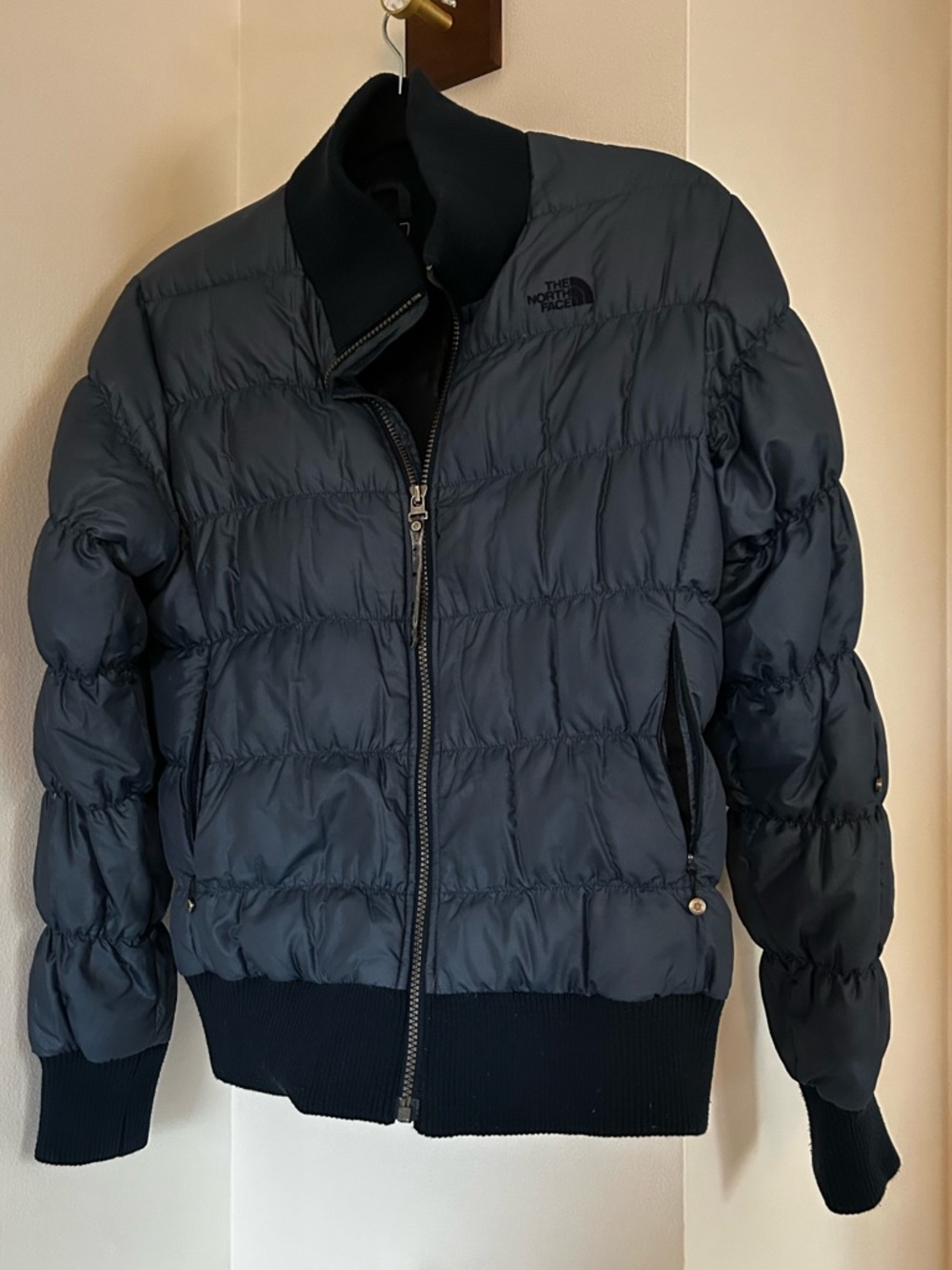 The North Face Vintage Navy Bomber Puffy Jacket